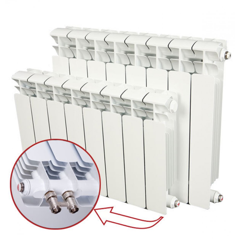 Радиатор отопления биметаллический секционный Rifar Base Ventil BV200, 10 секций, нижнее правое подключение, 1040 Вт (1 040)