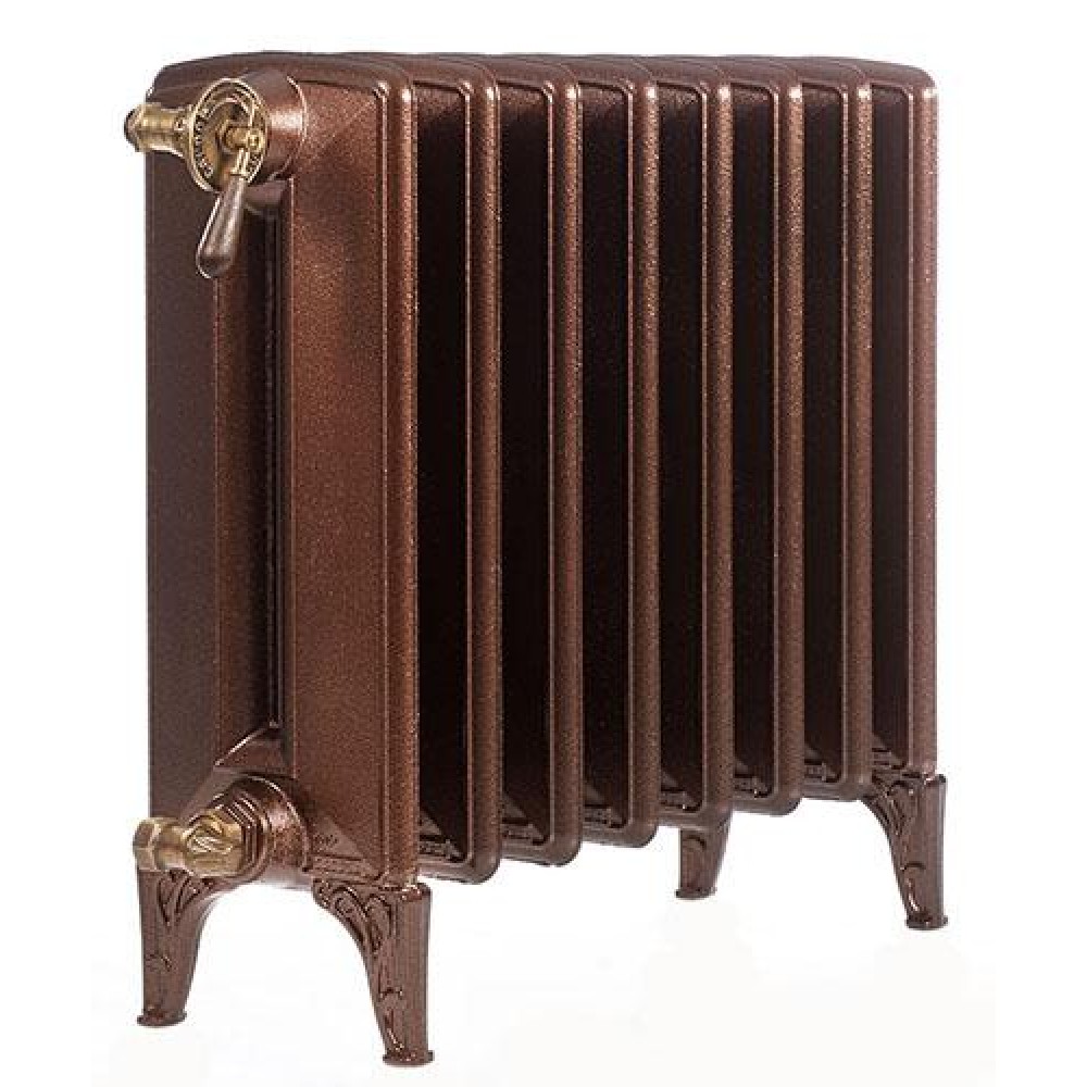 Радиатор отопления чугунный секционный GuRaTec Flora-G 640/14, 14 секций, цвет Mattschwarz, боковое подключение, 1912 Вт… 