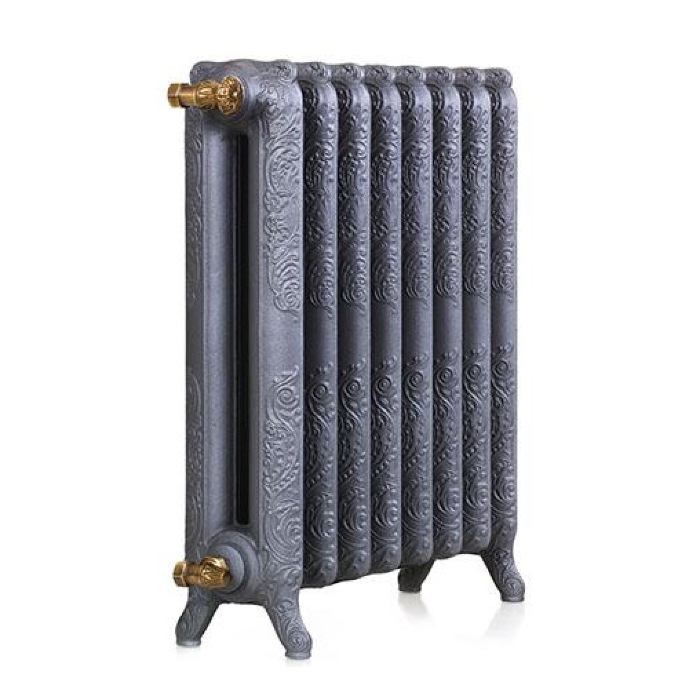 Радиатор отопления чугунный секционный GuRaTec Mercur 470-14, 14 секций, цвет Perlschwarz, боковое подключение, 1485 Вт… 